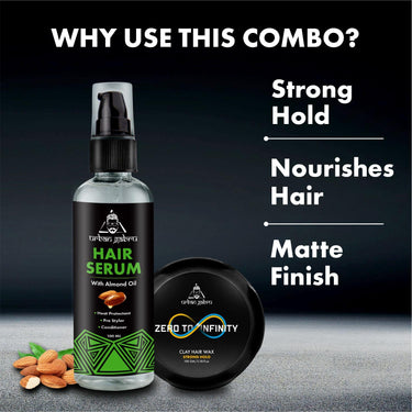 Urbangabru Combo Hair Styling Kit - Clay Hair Wax (100 gm) and Hair Serum Pre-Styler (100 ml) (Hair Wax + Hair Serum)